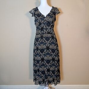 Vintage Y2K LOFT Whimsigoth Floral Midi Dress